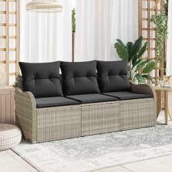 Ensemble de canapé de jardin 3 pcs Gris clair Poly rotin 564989564989