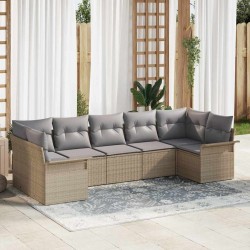 Ensemble de canapé de jardin 7 pcs Beige Poly rotin 564991564991