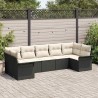 Ensemble de canapé de jardin 7 pcs Noir Poly rotin 564996564996