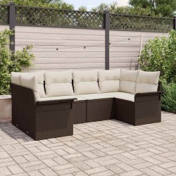 Ensemble de canapé de jardin 6 pcs Marron Poly rotin 564999564999