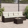 Ensemble de canapé de jardin avec coussin 5 pcs Marron et Crème 565000565000