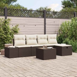 Ensemble de canapé de jardin 6 pcs Marron polyrotin 565007565007