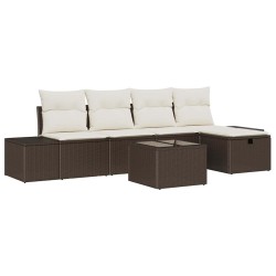 Ensemble de canapé de jardin 6 pcs Marron polyrotin 565007565007