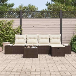 Ensemble de canapé de jardin 6 pcs Marron polyrotin 565007565007