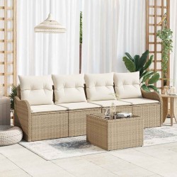 Ensemble de canapé de jardin avec coussin 5 pcs Beige et crème 565016565016