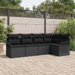 Ensemble de canapé de jardin avec stockage 5 pcs Noir polyrotin 565017565017