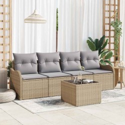 Ensemble de canapé de jardin avec coussin 5 pcs Beige et gris 565018565018
