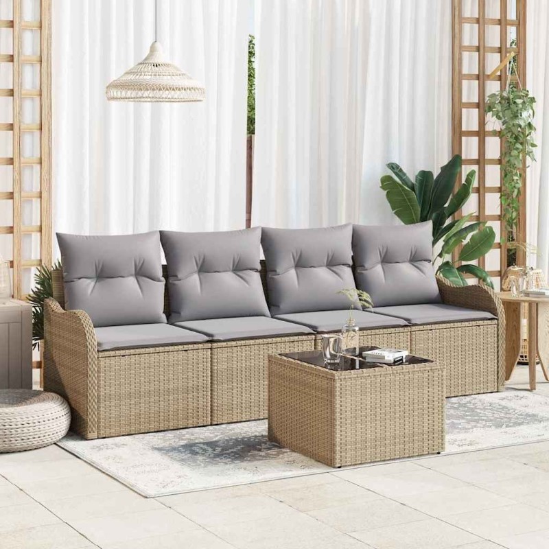 Ensemble de canapé de jardin avec coussin 5 pcs Beige et gris 565018565018