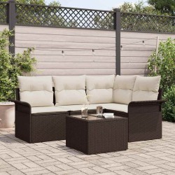 Ensemble de canapé de jardin 5 pcs Marron polyrotin 565019565019