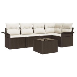 Ensemble de canapé de jardin 6 pcs Marron polyrotin 565024565024