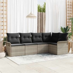 Ensemble de canapé de jardin 5 pcs Gris clair polyrotin 565025565025