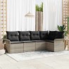 Ensemble de canapé de jardin 5 pcs Gris clair polyrotin 565025565025