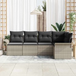 Ensemble de canapé de jardin 5 pcs Gris clair polyrotin 565025565025