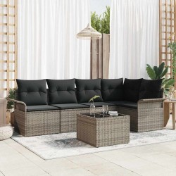 Ensemble de canapé de jardin avec coussin 6 pcs Gris Poly rotin 565026565026