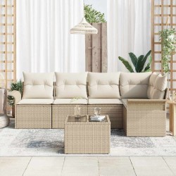 Ensemble de canapé de jardin 6 pcs Beige Poly rotin 565027565027