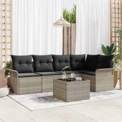 Ensemble de canapé de jardin 6 pcs Gris clair Poly rotin 565028565028