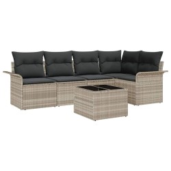 Ensemble de canapé de jardin 6 pcs Gris clair Poly rotin 565028565028