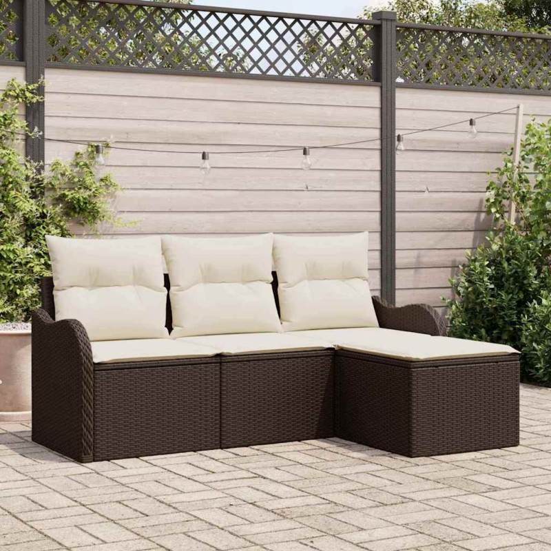Ensemble de canapé de jardin 4 pcs Marron polyrotin 565030565030