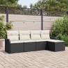 Ensemble de canapé de jardin avec coussin 5 pcs Noir Poly rotin 565032565032