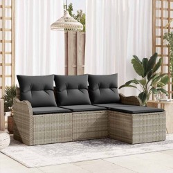Ensemble de canapé de jardin 4 pcs Gris clair polyrotin 565034565034
