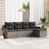Ensemble de canapé de jardin avec coussin 5 pcs Gris Poly rotin 565035565035