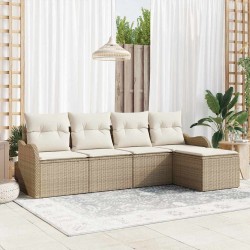 Ensemble de canapé de jardin 5 pcs Beige Poly rotin 565036565036