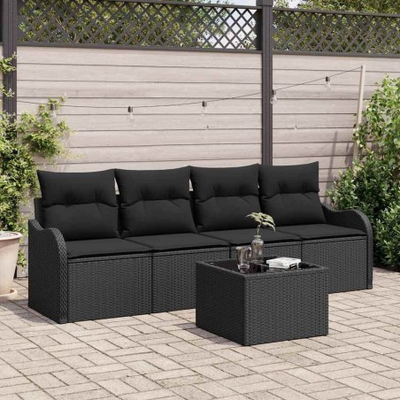 Ensemble de canapé de jardin avec stockage 5 pcs Noir polyrotin 565042565042