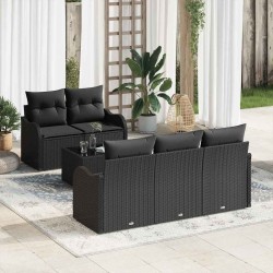 Ensemble de canapé de jardin avec coussin 6 pcs Noir 565043565043