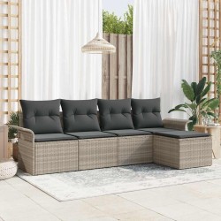 Ensemble de canapé de jardin 5 pcs Gris clair polyrotin 565050565050