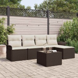 Ensemble de canapé de jardin 6 pcs Marron polyrotin 565052565052