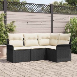 Ensemble de canapé de jardin avec stockage 4 pcs Noir polyrotin 565060565060