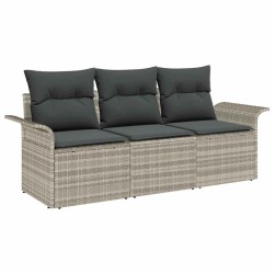 Ensemble de canapé de jardin 3 pcs Gris clair Poly rotin 565061565061