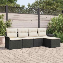 Ensemble de canapé de jardin avec coussin 5 pcs Noir polyrotin 565063565063