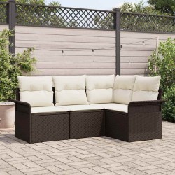 Ensemble de canapé de jardin 4 pcs Marron polyrotin 565065565065