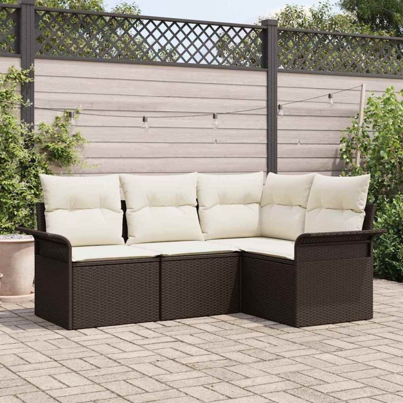 Ensemble de canapé de jardin 4 pcs Marron polyrotin 565065565065