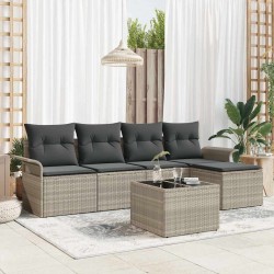 Ensemble de canapé de jardin 6 pcs Gris clair polyrotin 565067565067