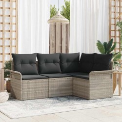 Ensemble de canapé de jardin 4 pcs Gris clair polyrotin 565070565070