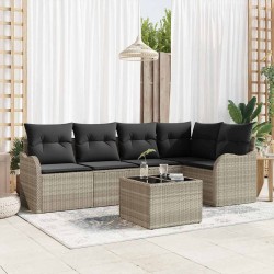 Ensemble de canapé de jardin 6 pcs Gris clair polyrotin 565102565102