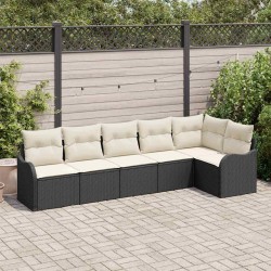 Ensemble de canapé de jardin avec stockage 6 pcs Noir polyrotin 565103565103