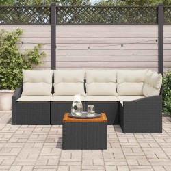 Ensemble de canapé de jardin avec coussin 6 pcs Noir polyrotin 565175565175