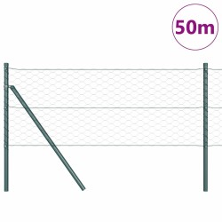 Poteau de clôture. Vert 50 x 0,6 m (maille 50 mm) Acier et PVC 565180565180