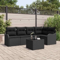 Ensemble de canapé de jardin avec stockage 6 pcs Noir polyrotin 565219565219