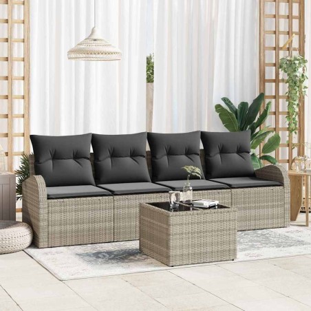 Ensemble de canapé de jardin 5 pcs Gris clair et gris foncé 565220565220