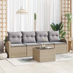 Ensemble de canapé de jardin 5 pcs Beige et gris polyrotin 565221565221