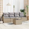 Ensemble de canapé de jardin 5 pcs Beige et gris polyrotin 565221565221