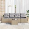 Ensemble de canapé de jardin 5 pcs Beige et gris polyrotin 565221565221