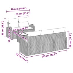 Ensemble de canapé de jardin avec stockage 6 pcs Gris polyrotin 565222565222
