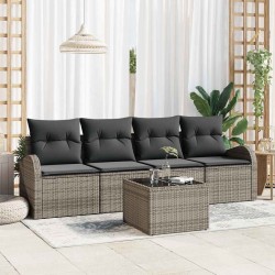 Ensemble de canapé de jardin avec stockage 5 pcs Gris polyrotin 565227565227