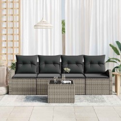 Ensemble de canapé de jardin avec stockage 5 pcs Gris polyrotin 565227565227