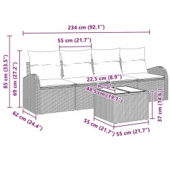 Ensemble de canapé de jardin avec stockage 5 pcs Gris polyrotin 565227565227